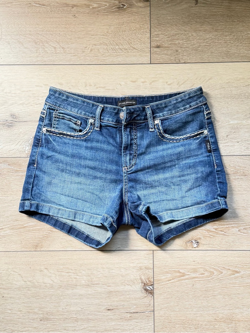 Women's Silver Brand Denim Shorts